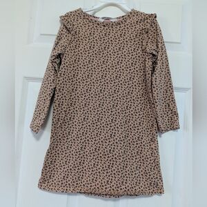 H&M Brown Leopard Print Long Sleeve Dress for Kids Size 5T